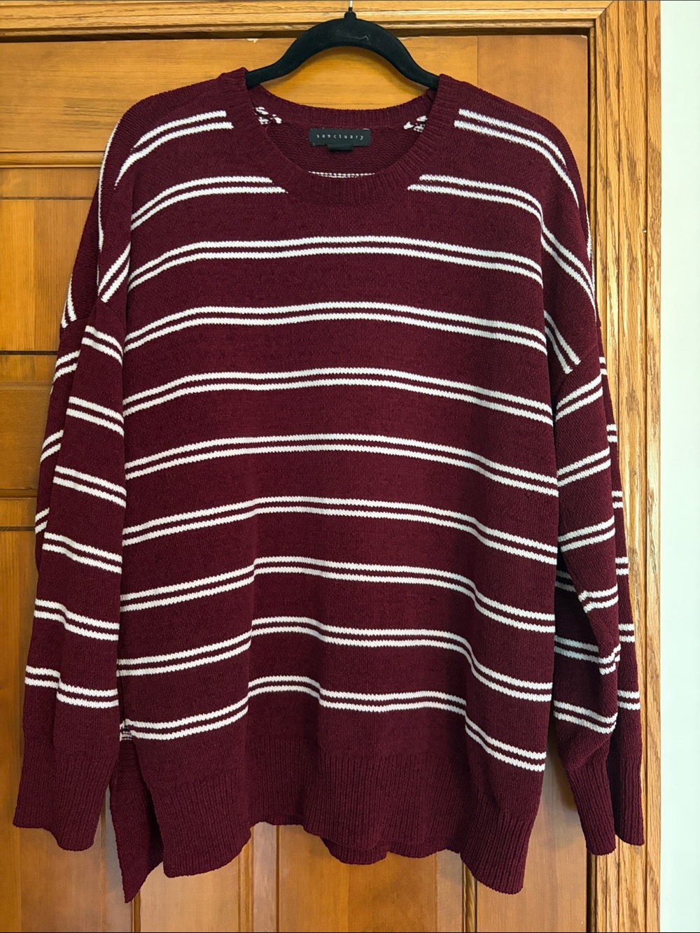 SANCTUARY maroon and white striped sweater